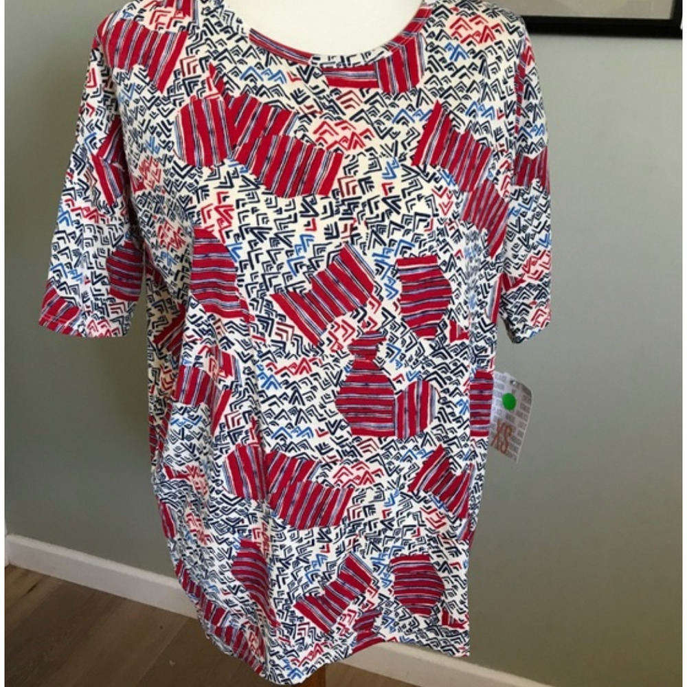 NWT XS Lularoe red white and blue Irma tunic Sz xs